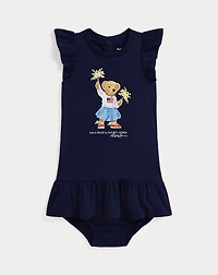 Polo Bear Cotton Jersey Dress & Bloomer