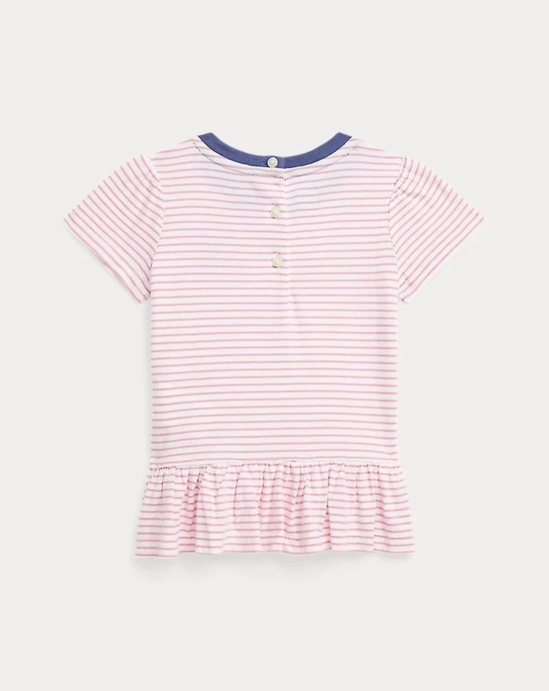 Logo Cotton Jersey Peplum Tee