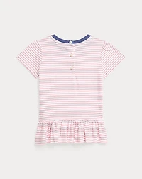 Logo Cotton Jersey Peplum Tee