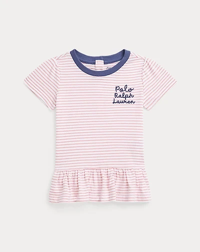 Logo Cotton Jersey Peplum Tee