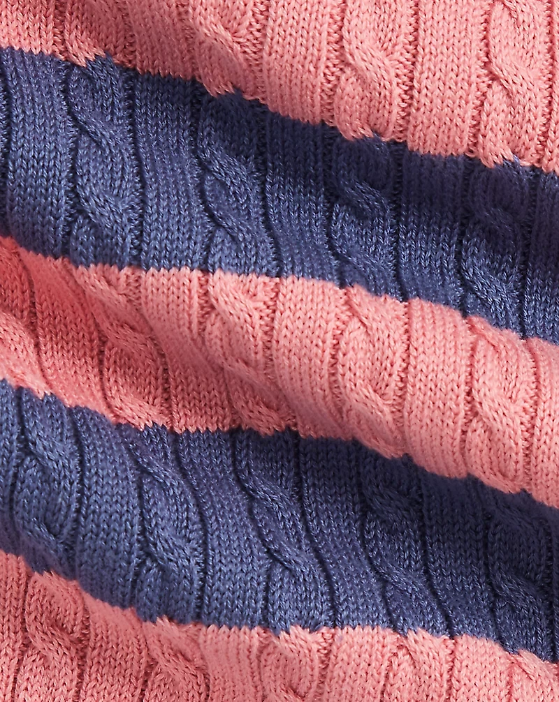 Striped Cable-Knit Cotton Sweater Dress