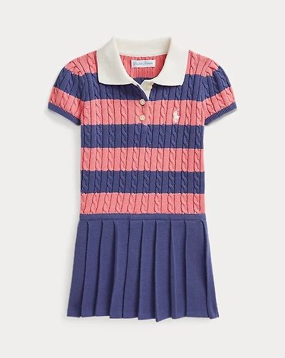 Striped Cable-Knit Cotton Sweater Dress