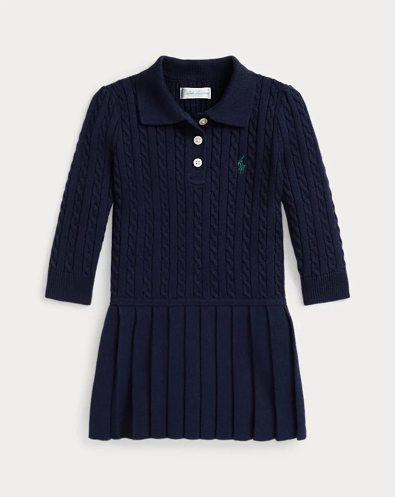 Mini-Cable Polo Sweater Dress