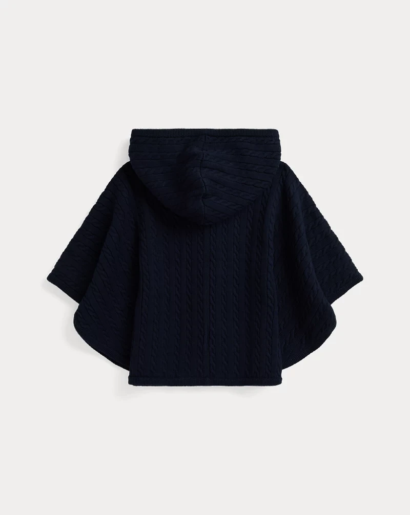 Mini-Cable Cotton Hooded Poncho