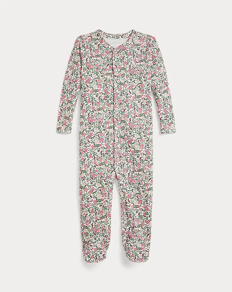 Floral Cotton Interlock Footed Coverall