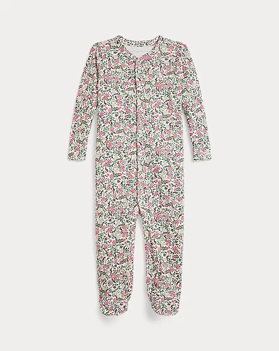 Floral Cotton Interlock Footed Coverall