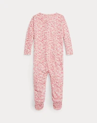 Floral Velour Footed Coverall