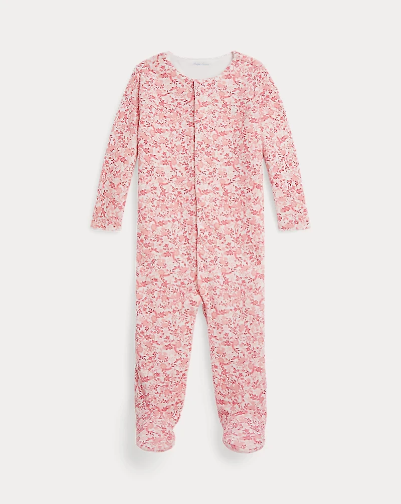 Floral Velour Footed Coverall