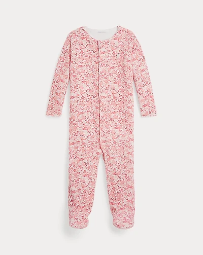 Floral Velour Footed Coverall