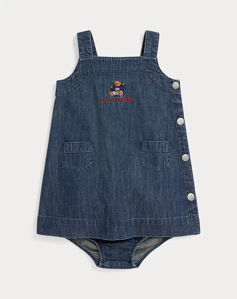 Polo Bear Denim Overall Dress