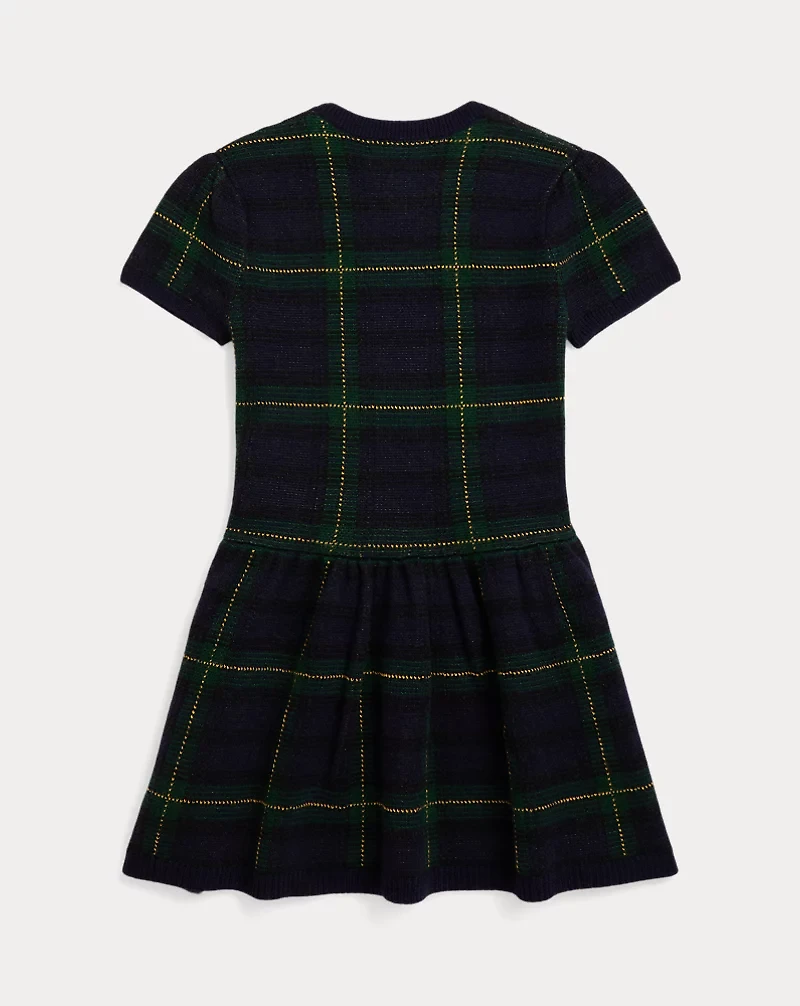 Embroidered Plaid Merino Wool Dress