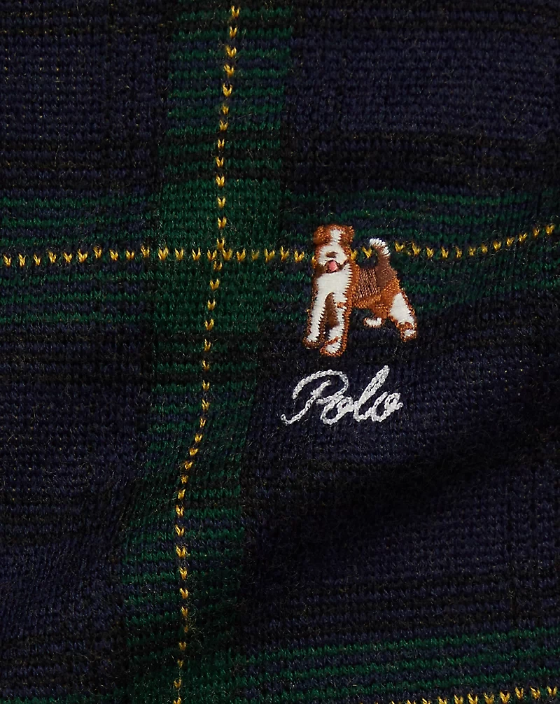 Embroidered Plaid Merino Wool Dress