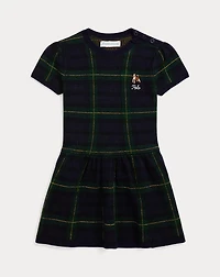 Embroidered Plaid Merino Wool Dress