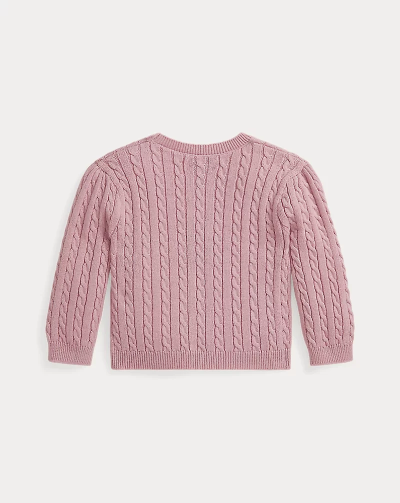 Mini-Cable Cotton Faux-Wrap Sweater