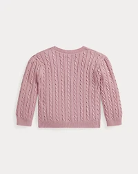 Mini-Cable Cotton Faux-Wrap Sweater