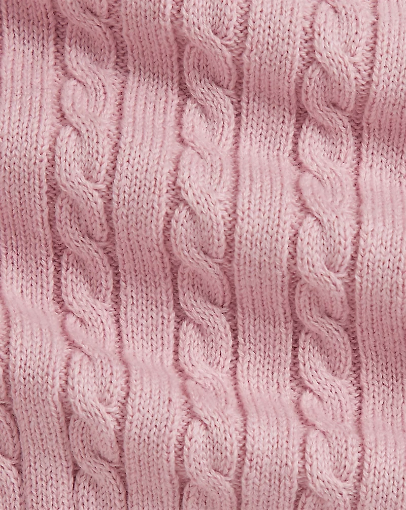 Mini-Cable Cotton Faux-Wrap Sweater