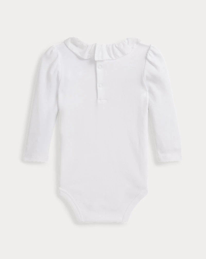 Ruffle-Overlay Cotton Interlock Bodysuit