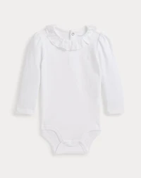 Ruffle-Overlay Cotton Interlock Bodysuit