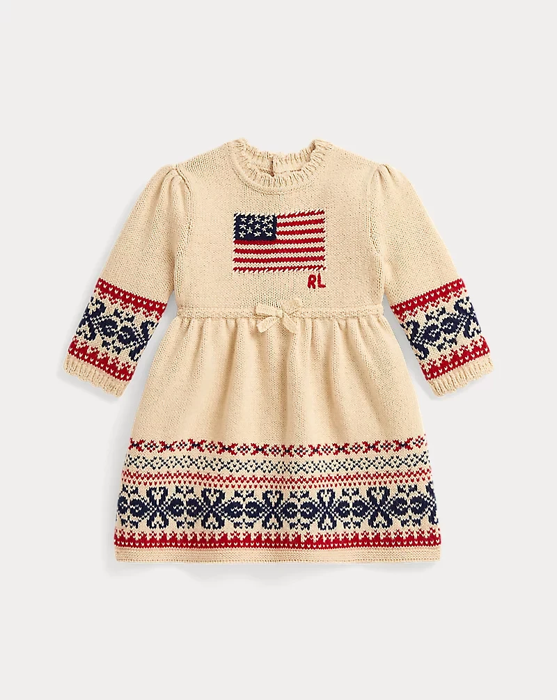 Flag-Intarsia Cotton-Wool Dress