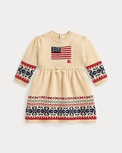 Flag-Intarsia Cotton-Wool Dress