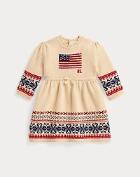 Flag-Intarsia Cotton-Wool Dress