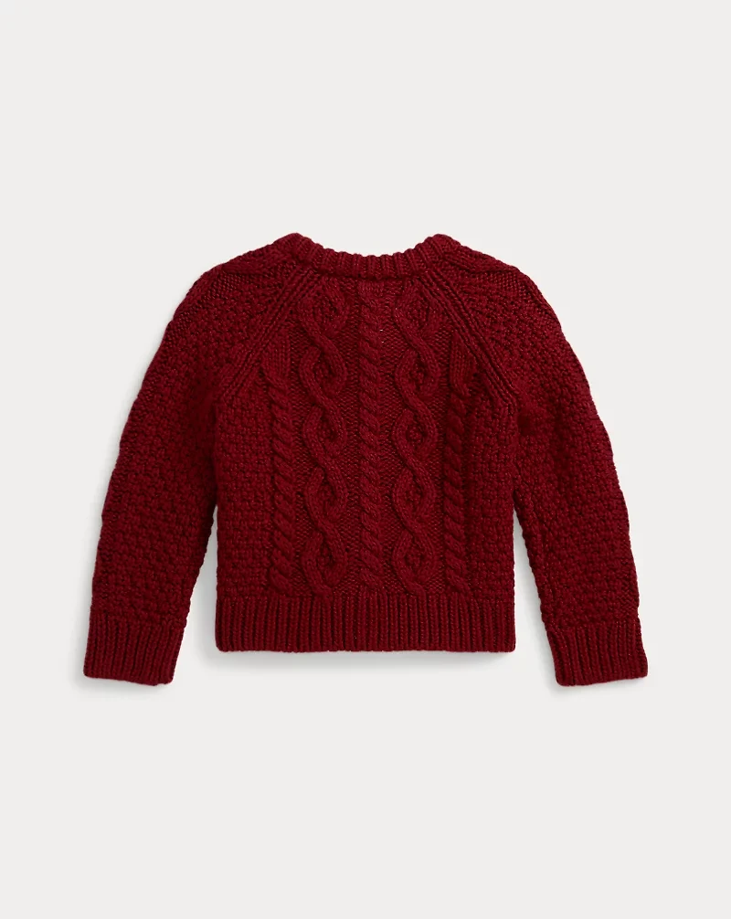 Aran-Knit Cotton-Wool Cardigan