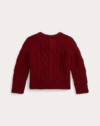 Aran-Knit Cotton-Wool Cardigan