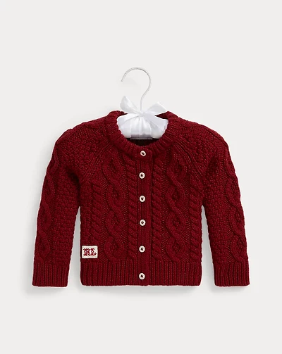 Aran-Knit Cotton-Wool Cardigan