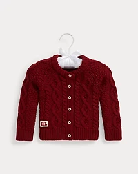 Aran-Knit Cotton-Wool Cardigan