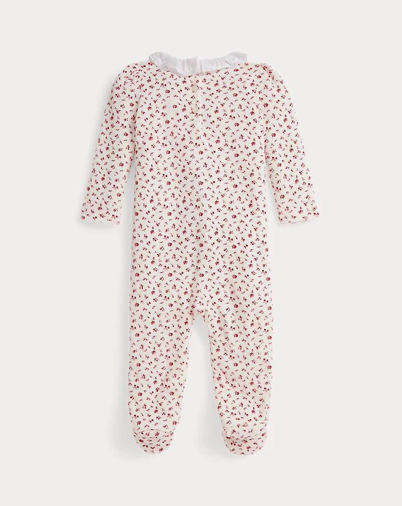 Floral Velour Footed Coverall