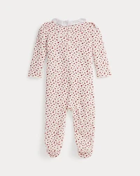 Floral Velour Footed Coverall