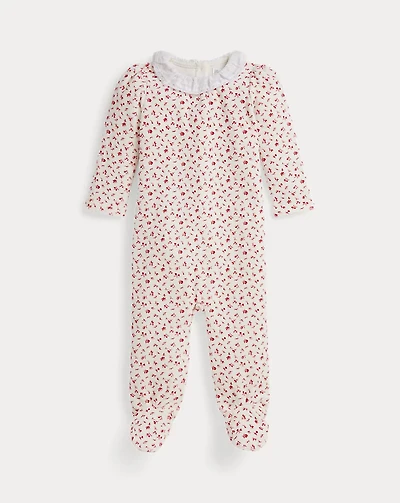 Floral Velour Footed Coverall
