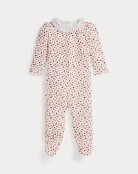 Floral Velour Footed Coverall