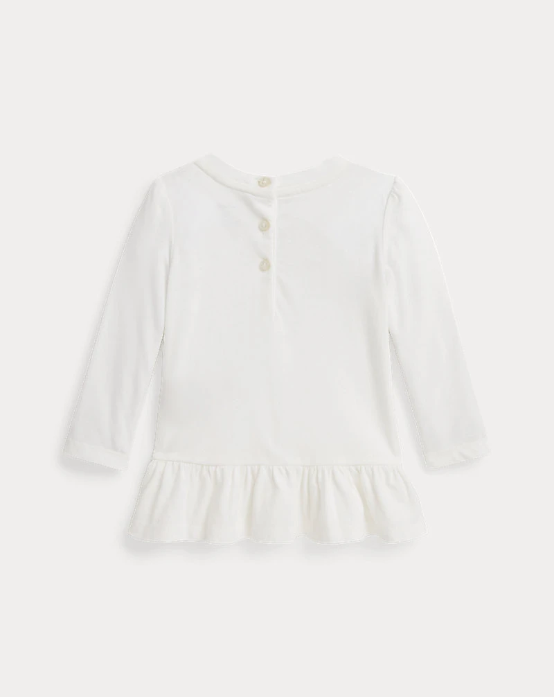 Polo Bear Cotton Long-Sleeve Peplum Tee