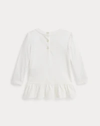 Polo Bear Cotton Long-Sleeve Peplum Tee