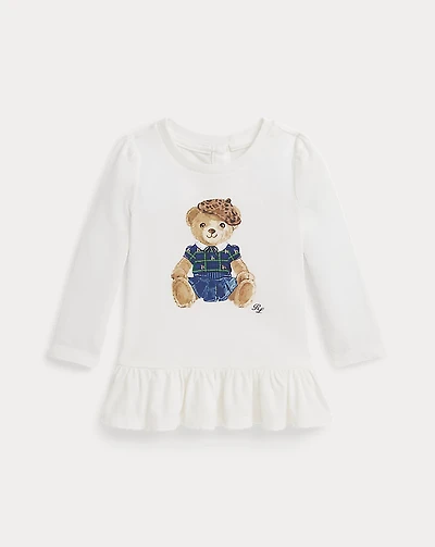 Polo Bear Cotton Long-Sleeve Peplum Tee