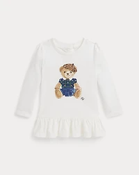 Polo Bear Cotton Long-Sleeve Peplum Tee