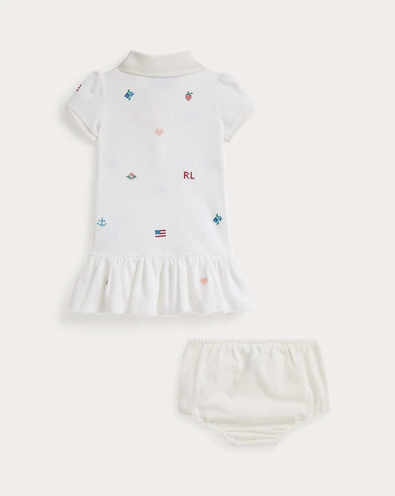 Embroidered Cotton Polo Dress & Bloomer