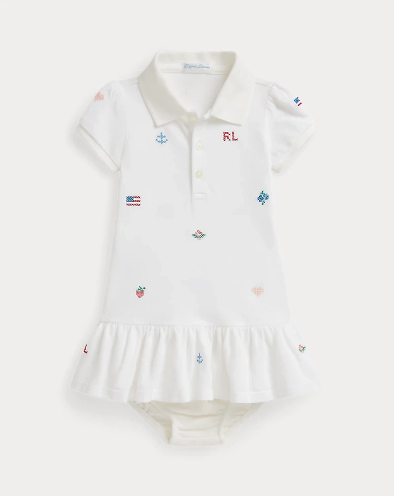 Embroidered Cotton Polo Dress & Bloomer