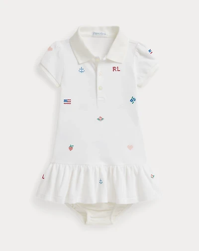 Embroidered Cotton Polo Dress & Bloomer