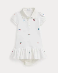Embroidered Cotton Polo Dress & Bloomer