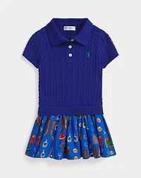 Equestrian-Print Mini-Cable Cotton Dress