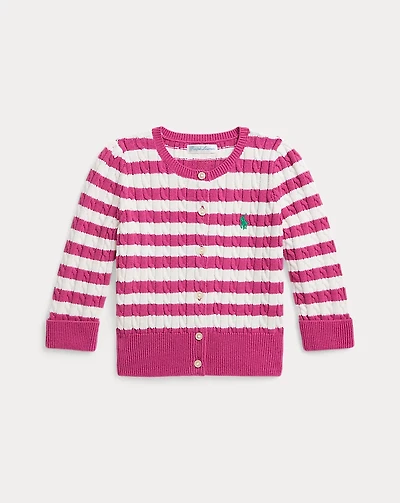 Striped Mini-Cable Cotton Cardigan