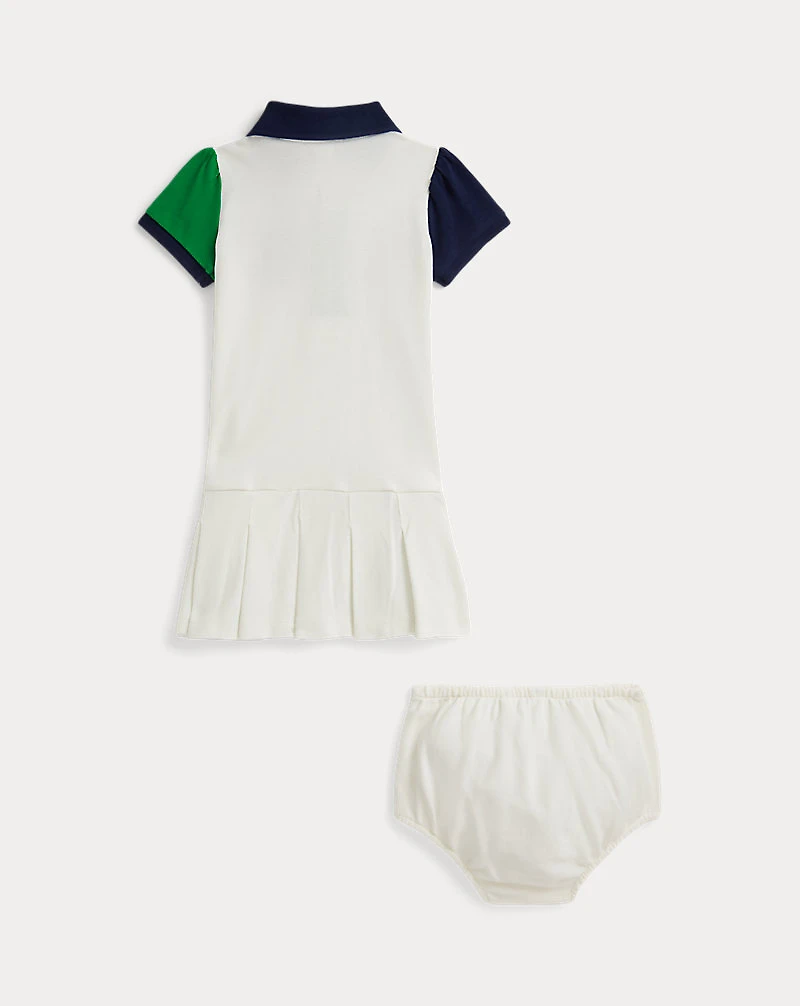 Color-Blocked Mesh Polo Dress & Bloomer