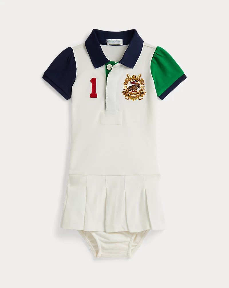 Color-Blocked Mesh Polo Dress & Bloomer