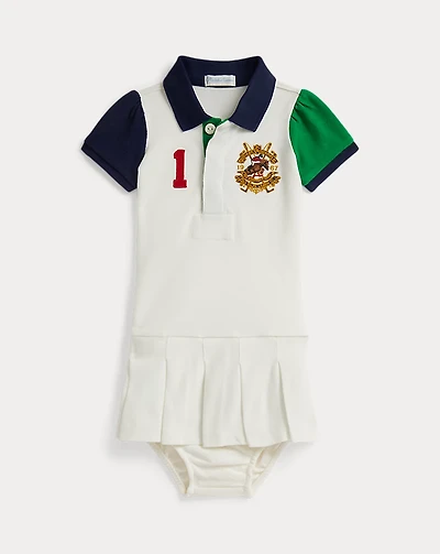 Color-Blocked Mesh Polo Dress & Bloomer