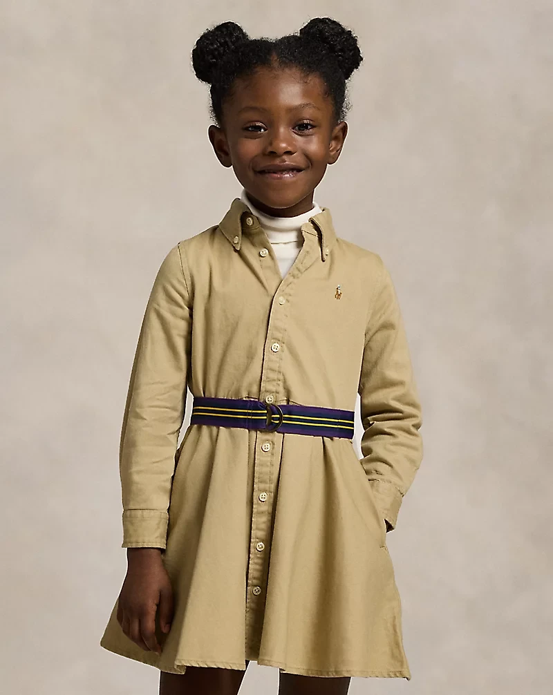 Belted Cotton Chino Shirtdress