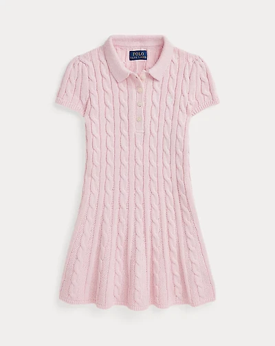 Cable-Knit Cotton Polo Sweater Dress