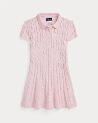 Cable-Knit Cotton Polo Sweater Dress