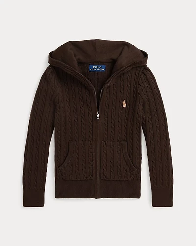 Mini-Cable Cotton Full-Zip Hoodie